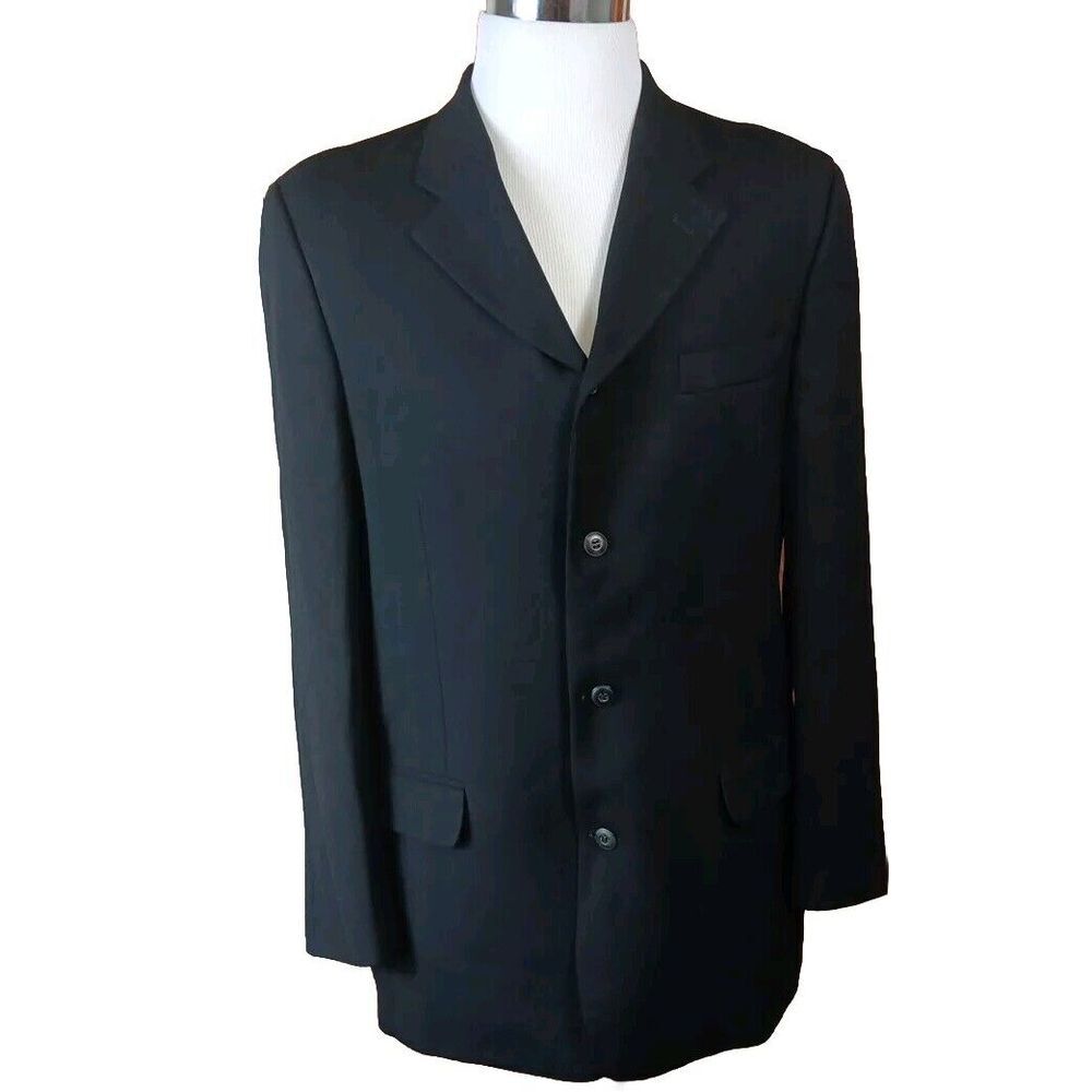 Bachrach Made in Italy Men's Black Sport Coat Blazer Jacket 4 Button Mens‎ Sz 44